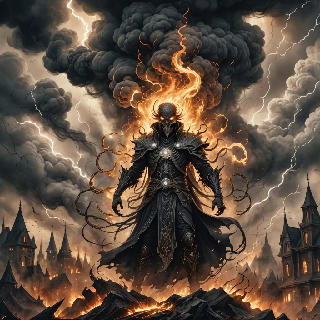 Eldritch Being in Dark Fantasy Ink Wash Painting