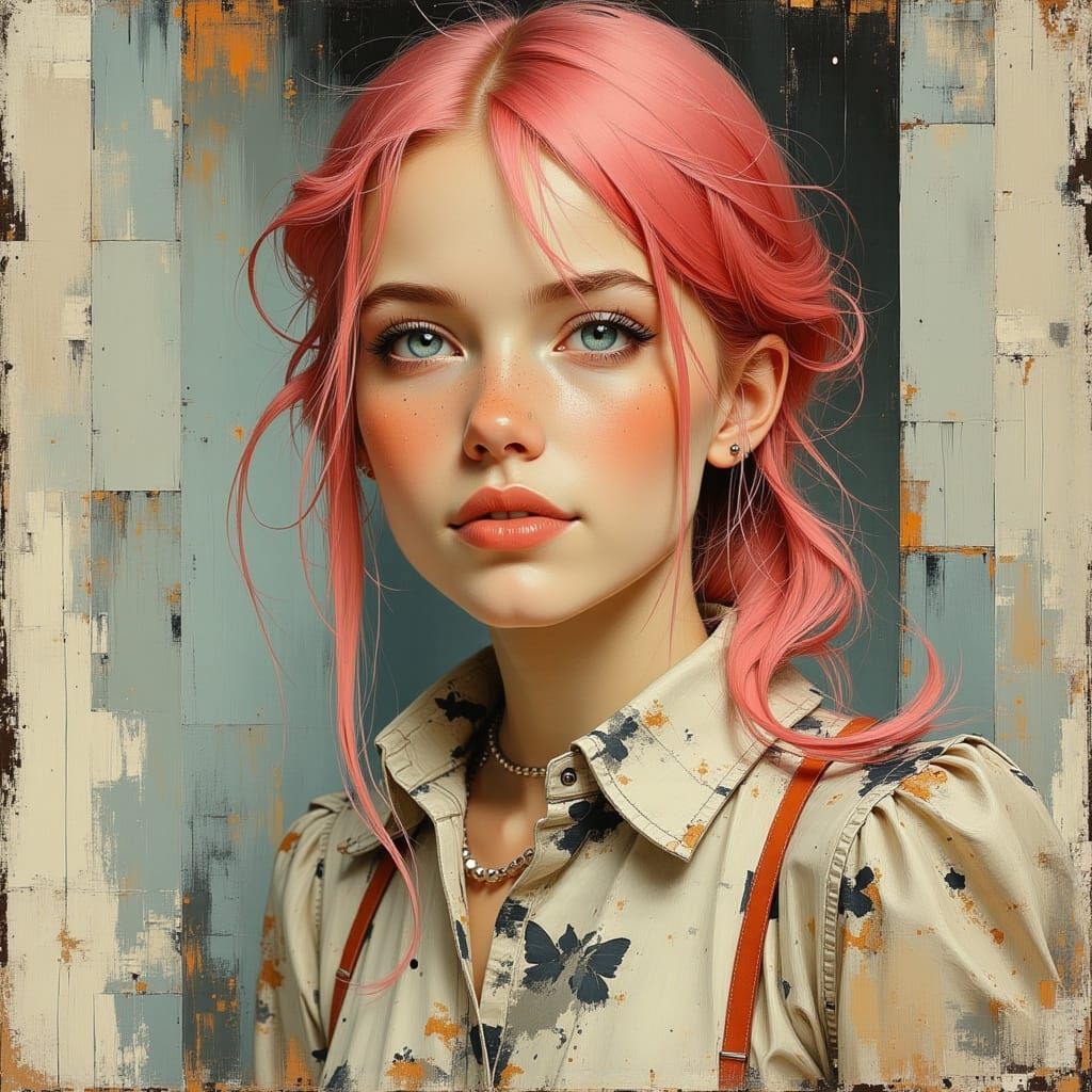 1920s Teacher Lara Cox with Pink Hair in Wildlife Pattern