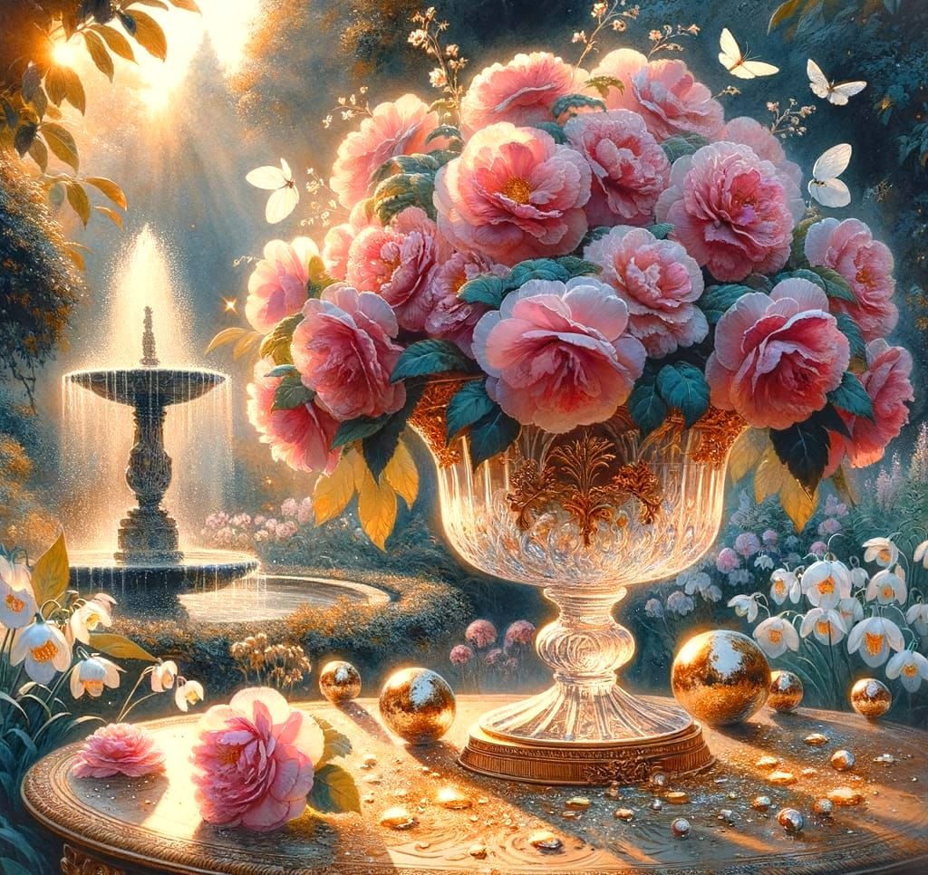 Whimsical Floral Oasis in Watercolour Style