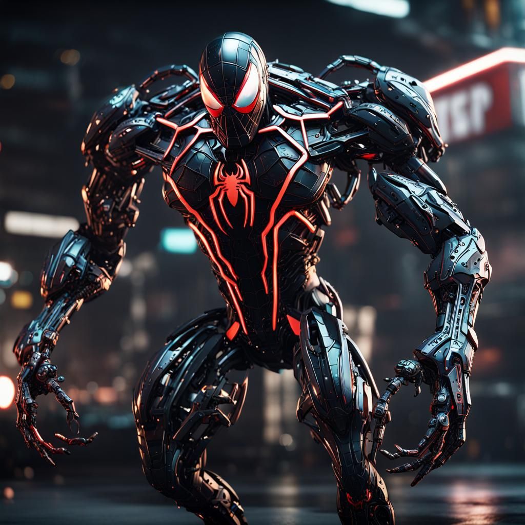 Venom Spiderman with Intricate Mech Details