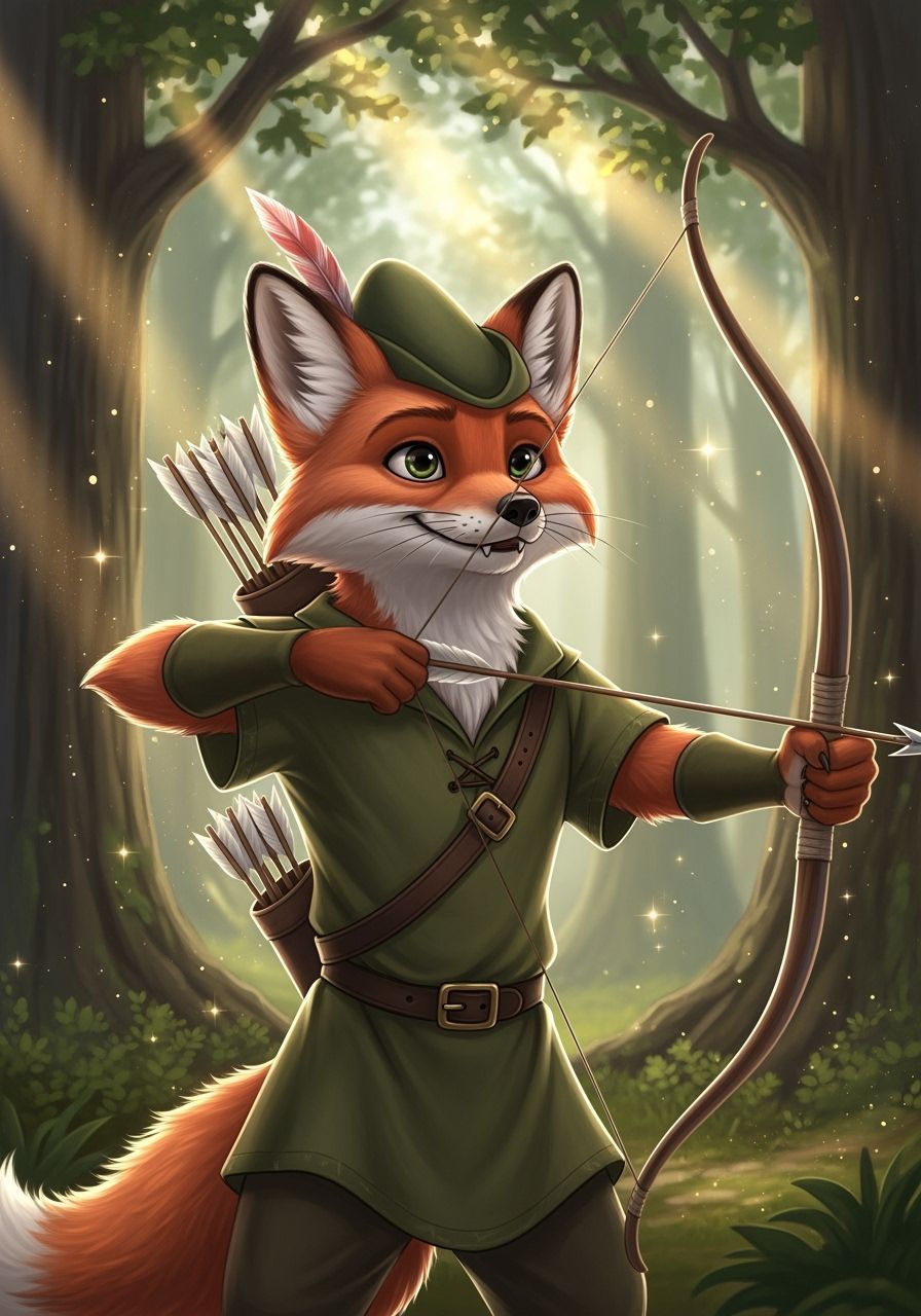 Fox as Robin Hood in Dreamy Forest Portrait