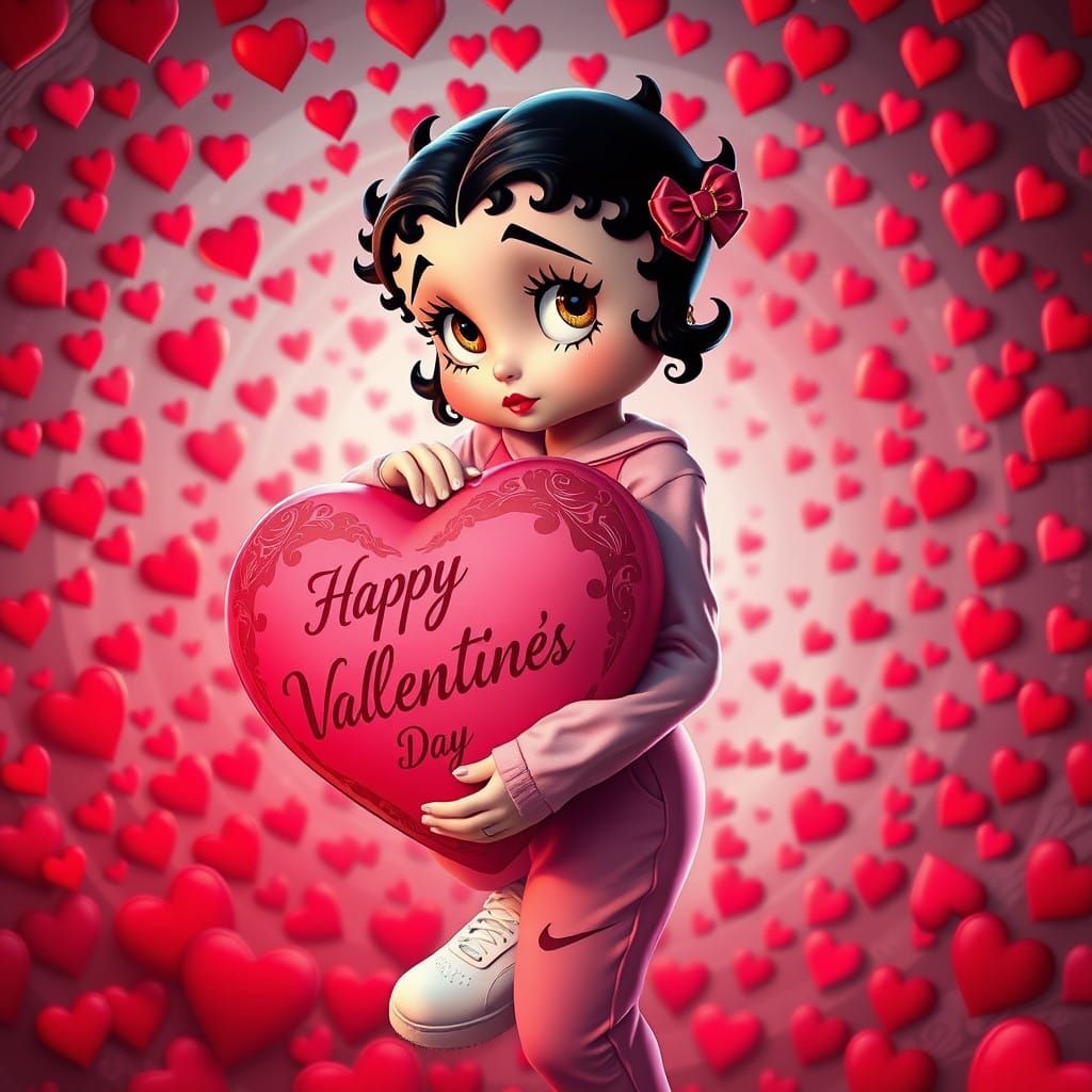 Stunning Valentine's Day Portrait of Betty Boop in Whimsical...