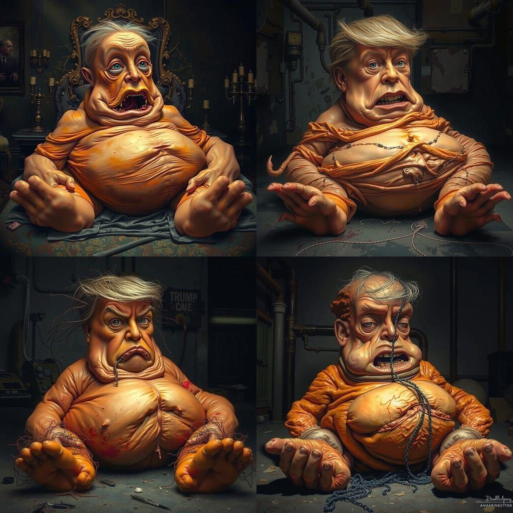 Grotesque, Biomechanical Trump Figure in Decay