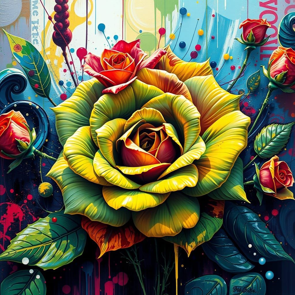 Fractal Rose Garden in Graffiti Art Style