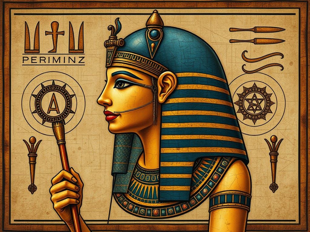 Ornate Hieroglyphs in Art Nouveau Style