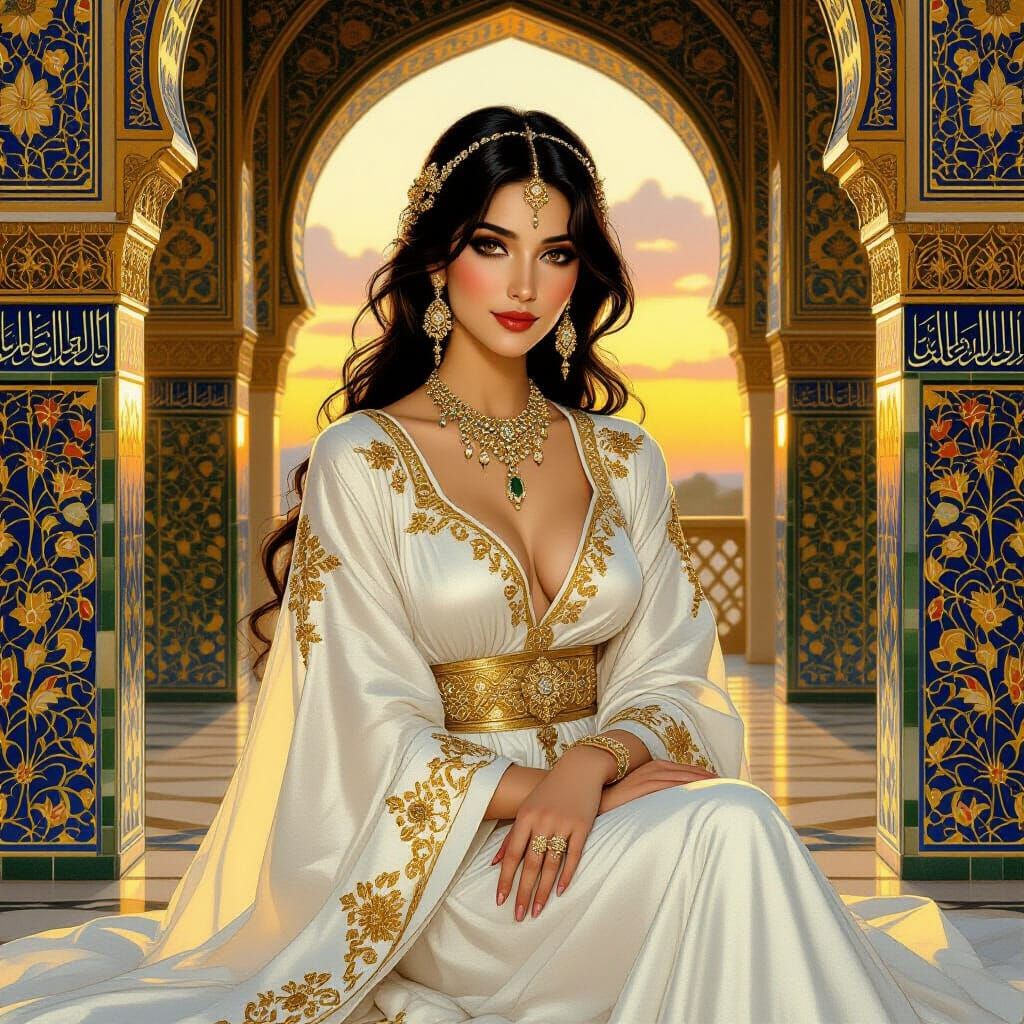 Concubine in Persian Palace, Sargent-Inspired Opulence