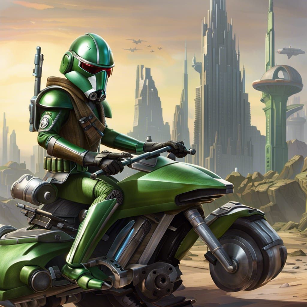 Rodian Bounty Hunter on Speeder Bike