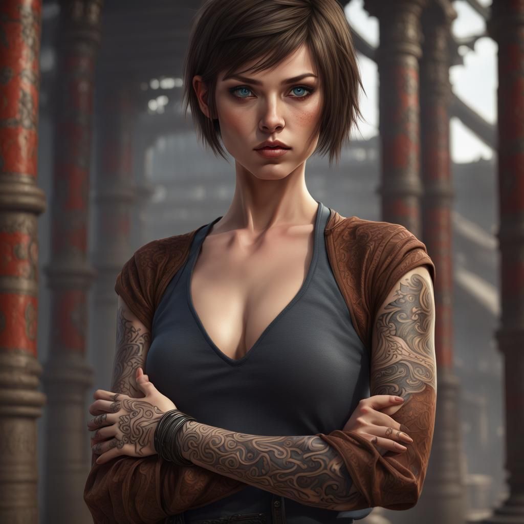 Woman in Crane Stance: Detailed Fantasy Art