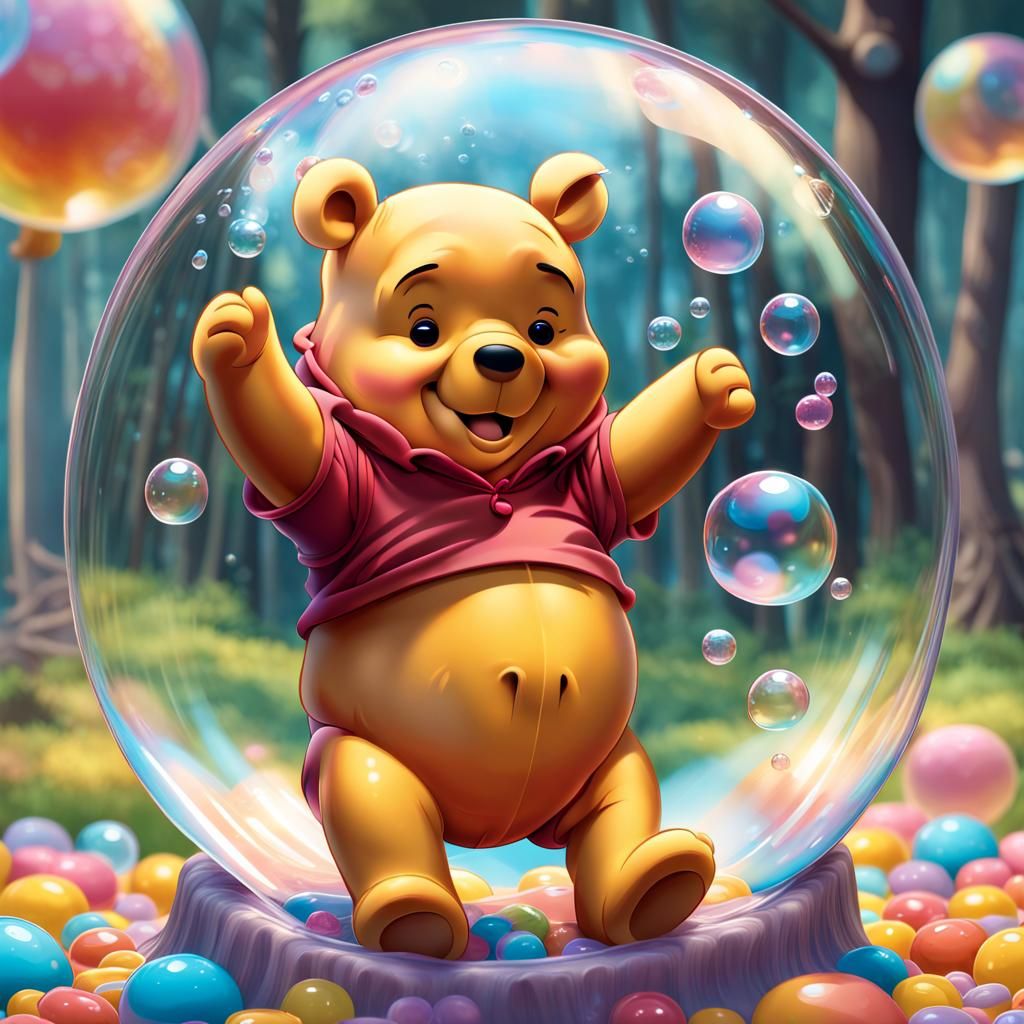 Cute Winnie the Pooh in Candy Art Style