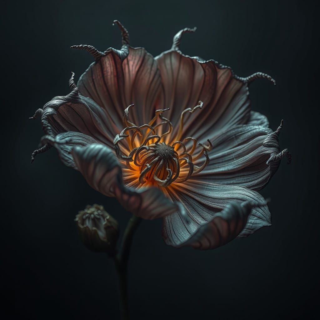 Gothic Eerie Flower in Muted, Twisted Beauty