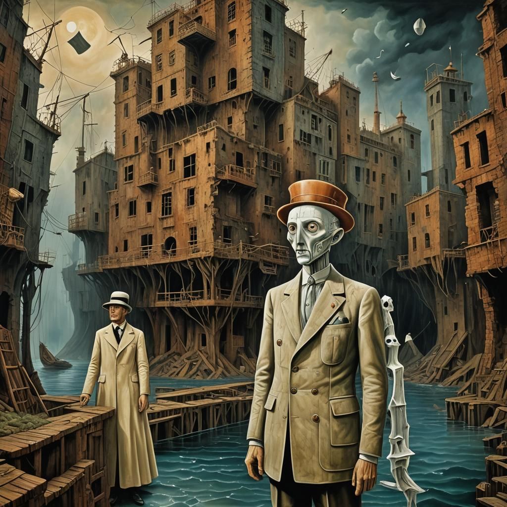 Surreal Finned Creatures Emerge from Titanic Ruins