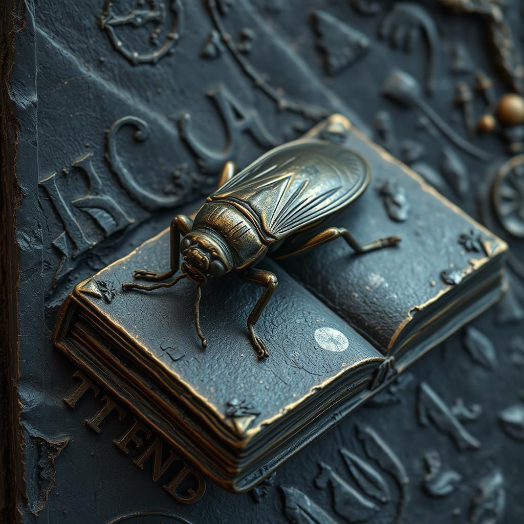 Bronze Cicada Sculpture on Ancient Book