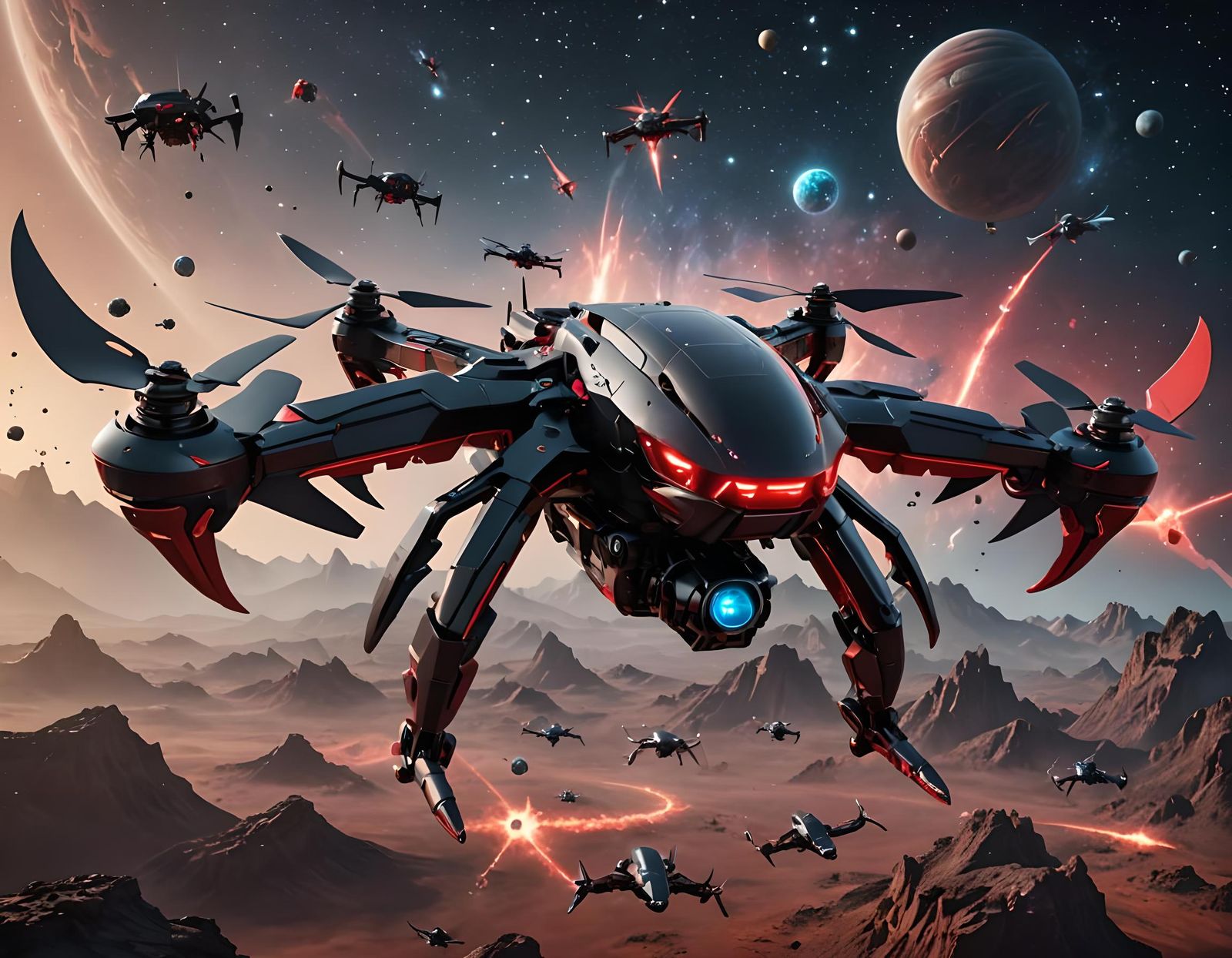 Fierce Drone Dragon Flagship Mothership in 3D