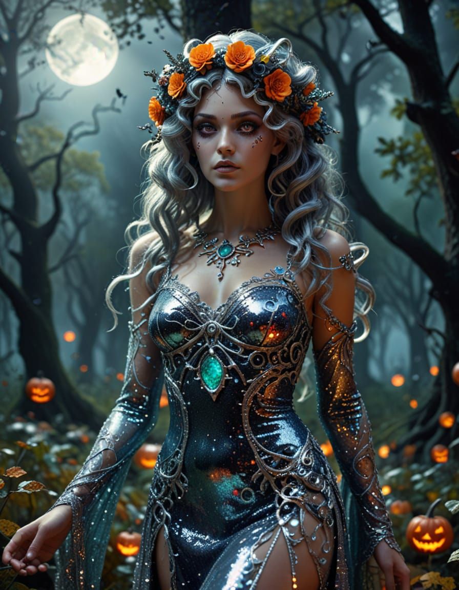 Art Nouveau Medusa in Cosmic Horror Forest