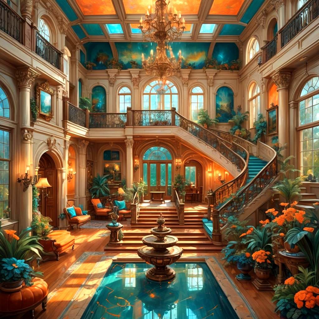 Beautiful Open Interior Design in Detailed Matte Painting