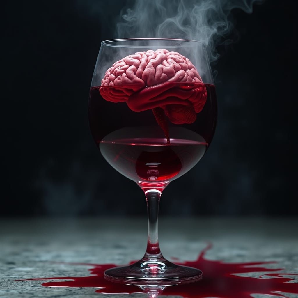 Brain in Wine Glass: Surreal Dreamscape