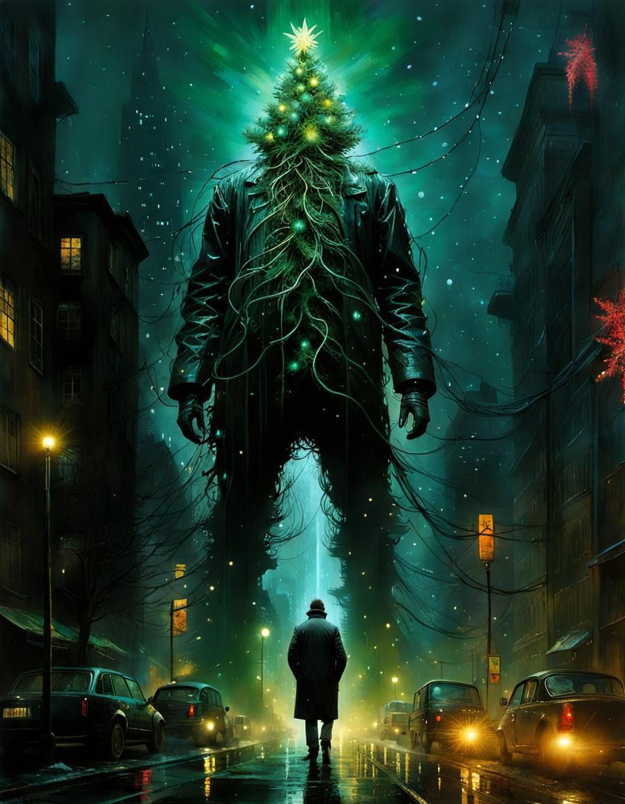 Cyberpunk Christmas Tree Digital Art