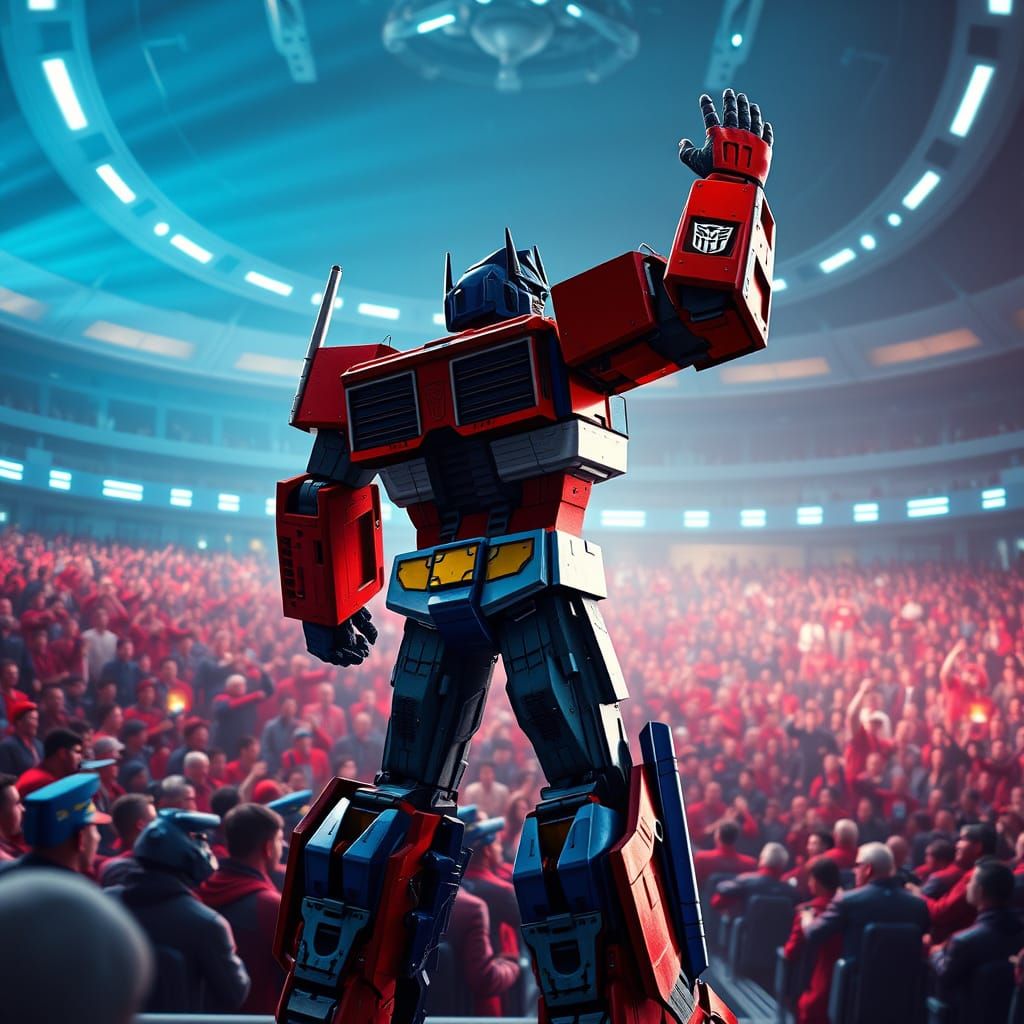 Optimus Prime Delivers a Speech on Cybertron