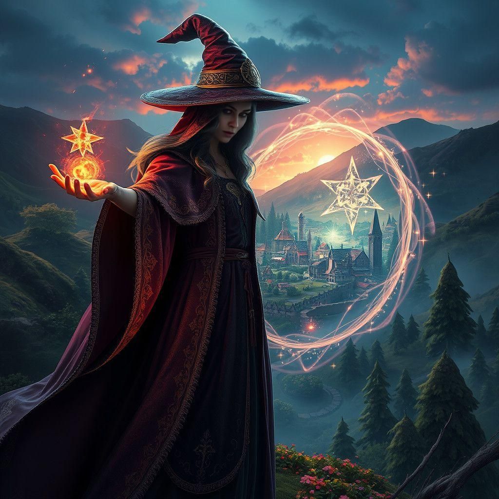 Magician Opens a Teleport Portal: Fantasy Art