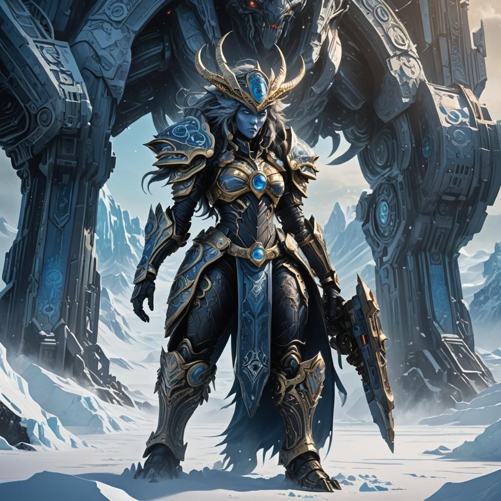 Elite Alien Invades Antarctica: Dark Fantasy Concept Art