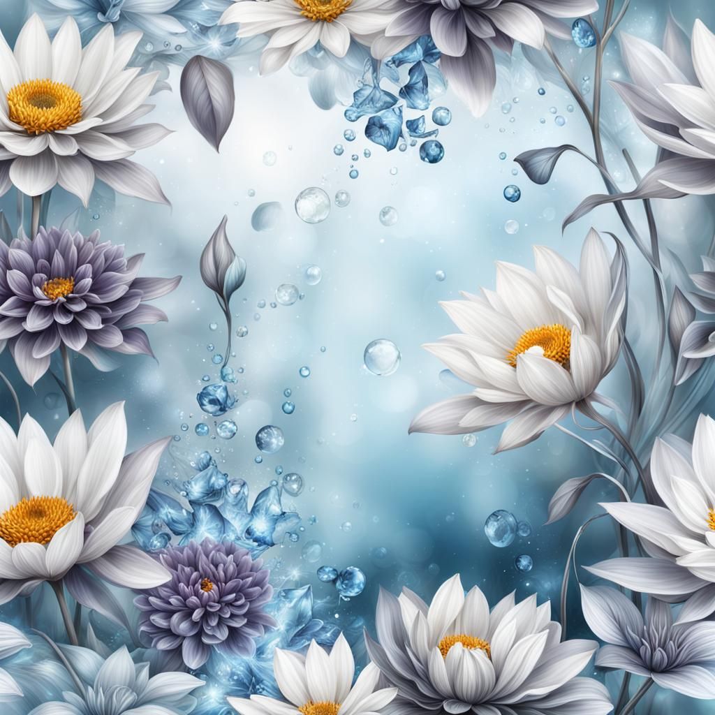 Intricate Fantasy Scene in Silver, Plum, and Blue