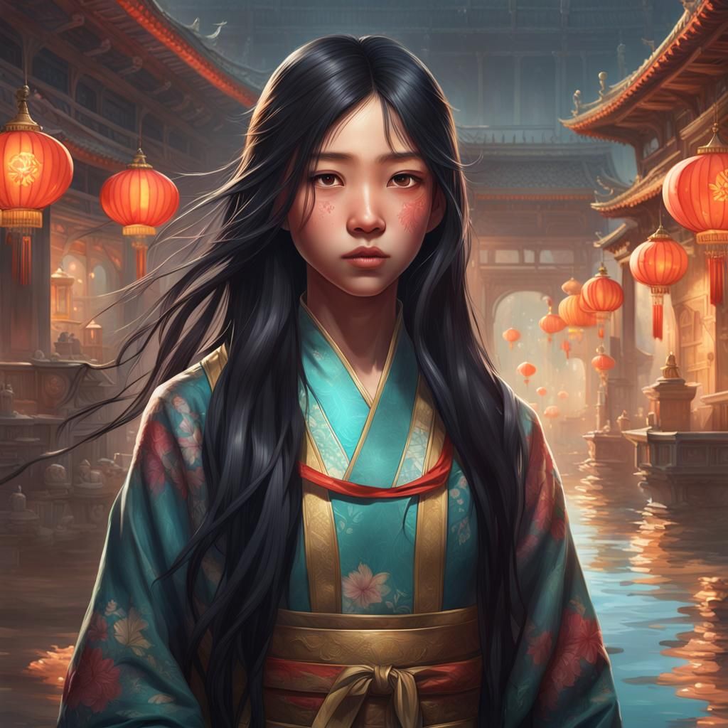 Portrait of a Young Swimmer in Art Nouveau Style