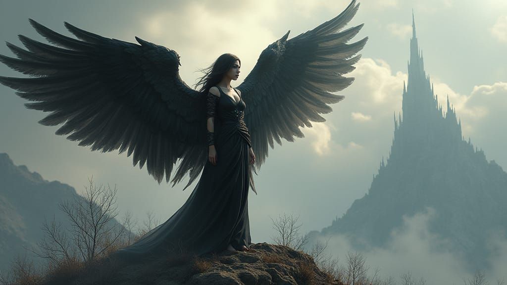 Ethereal Fallen Angel Ascends Amidst Apocalypse