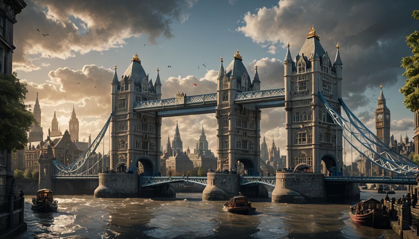 Tower Bridge in 19th Century London: Detailed Matte Painting