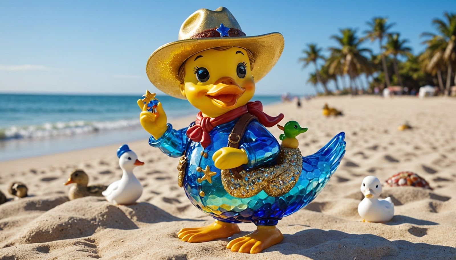 Glass Cowboy's Beach Holiday: 3D Render