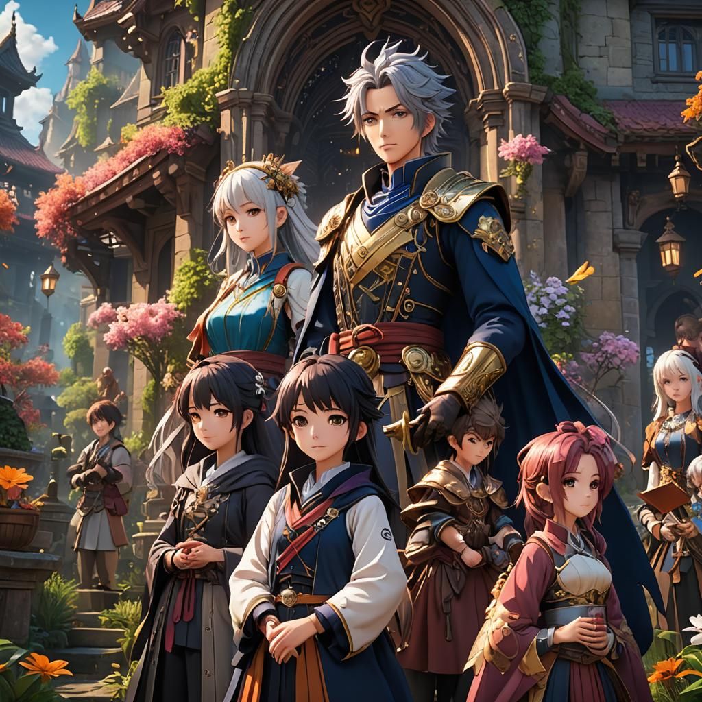 Anime Characters Telling Positive Stories in Detailed Digita...