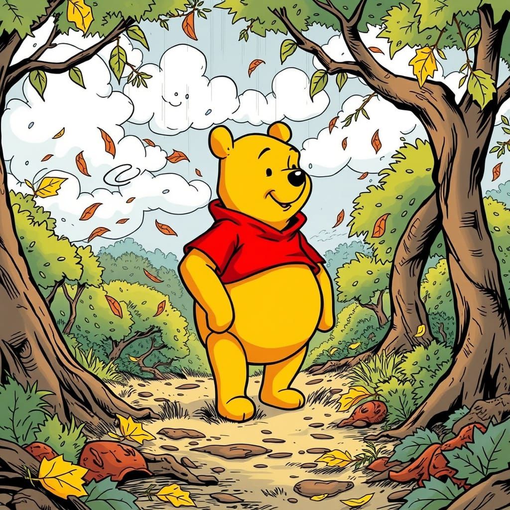 Winnie the Pooh in a Blustery Day Comic Art