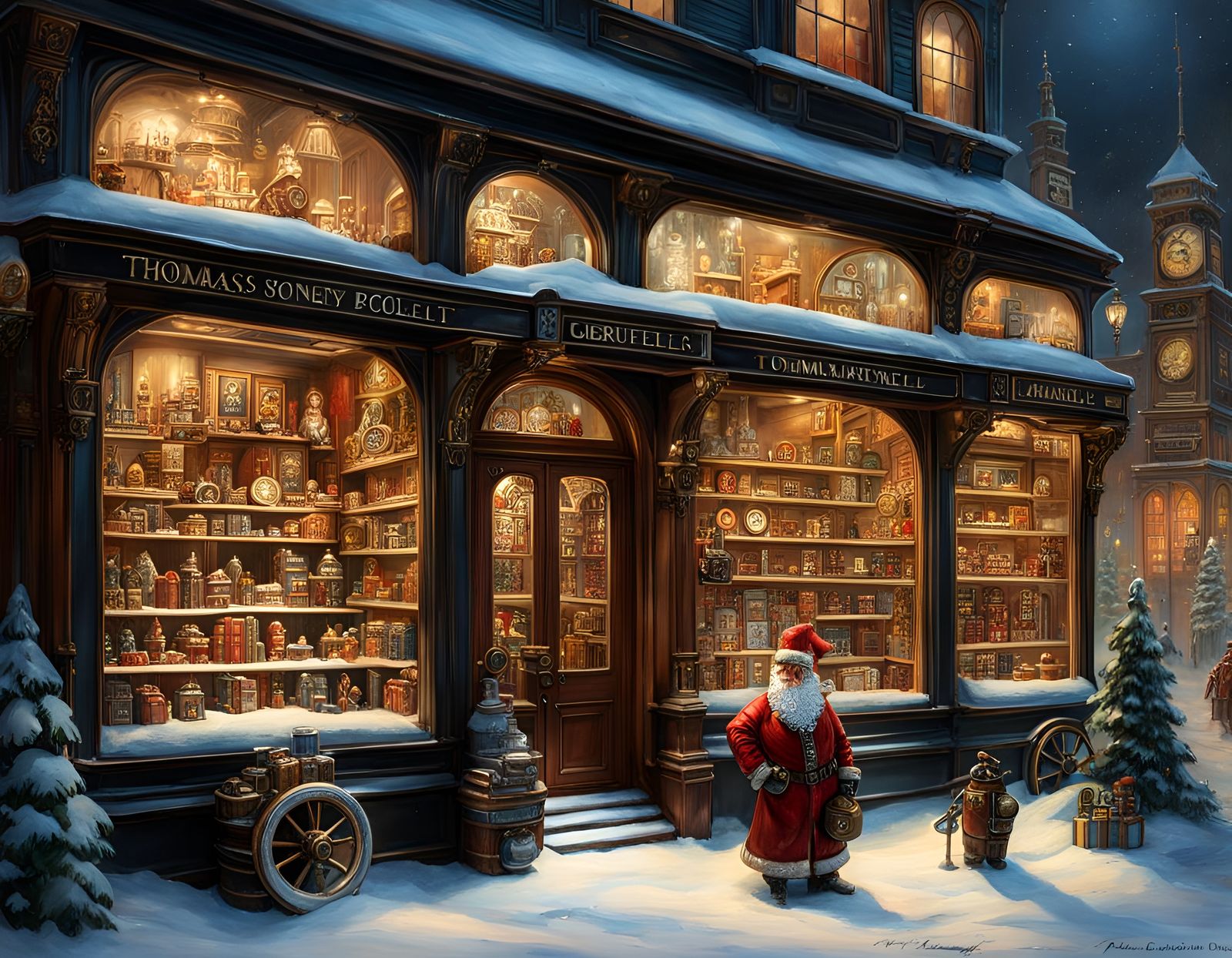 Steampunk Toy Store Display in Watercolor Style