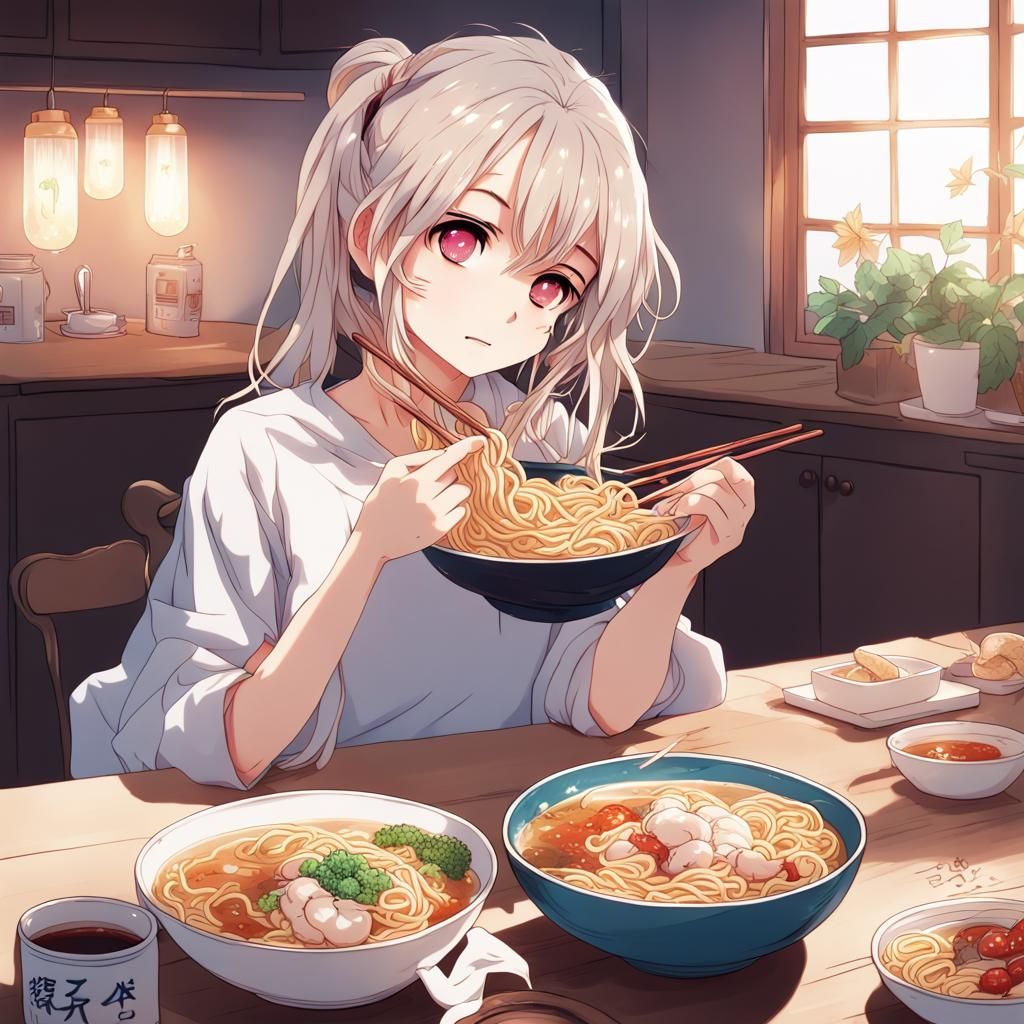 Anime Girl Eating Ramen: Manga Key Visual