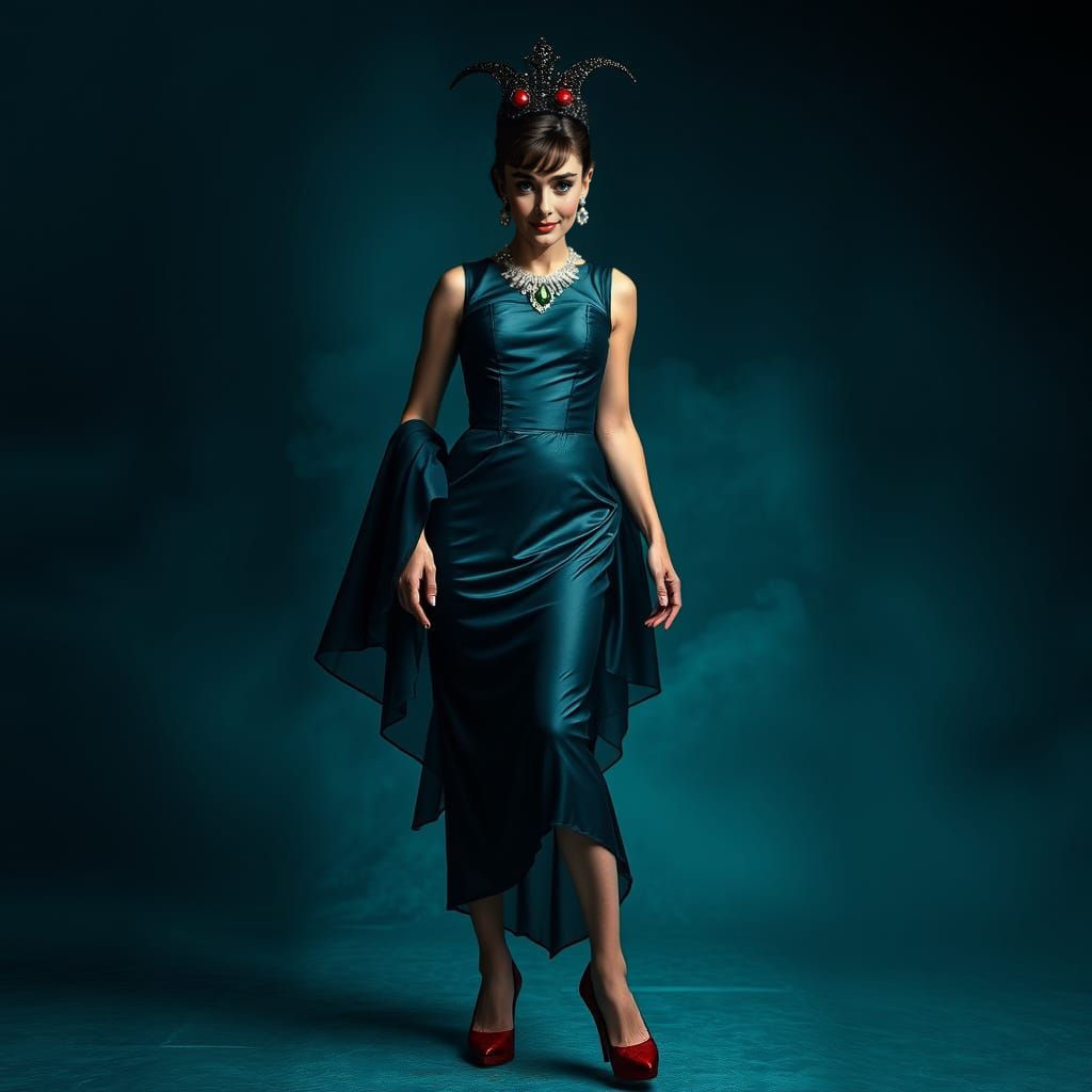 Evil Witch Queen in Provocative Dress, HDR Portrait