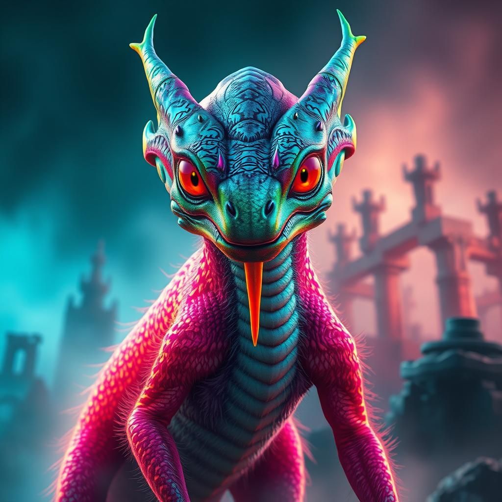 Exotic Alien Creature in a Matte Painting Style