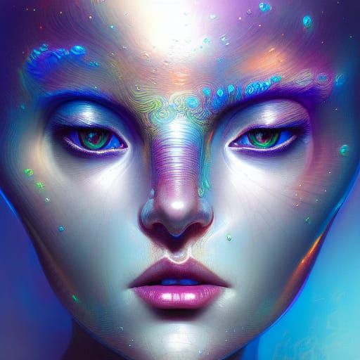 Pearlescent Woman with Dynamic Lighting, Artstation Trend