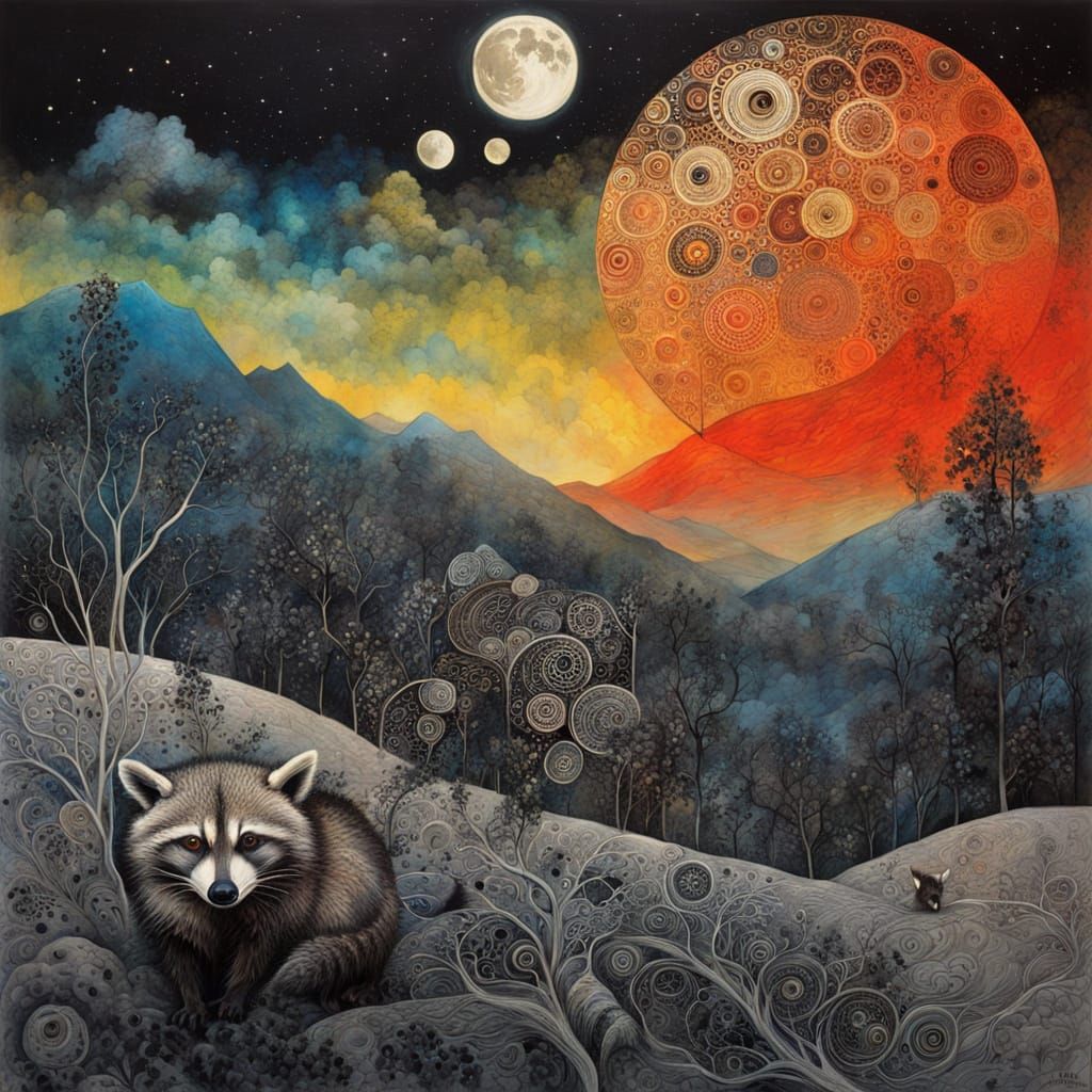 Landscape with raccoon