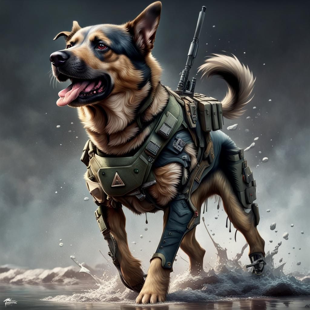 Hyperrealistic Soldier Dog Concept Art