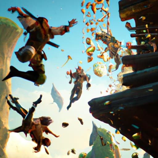 Pirates Leap Between Ships: Detailed Matte Painting