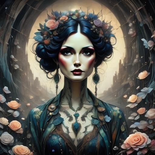 Chubby Tattooed Fairy in Dark Enchanted Forest