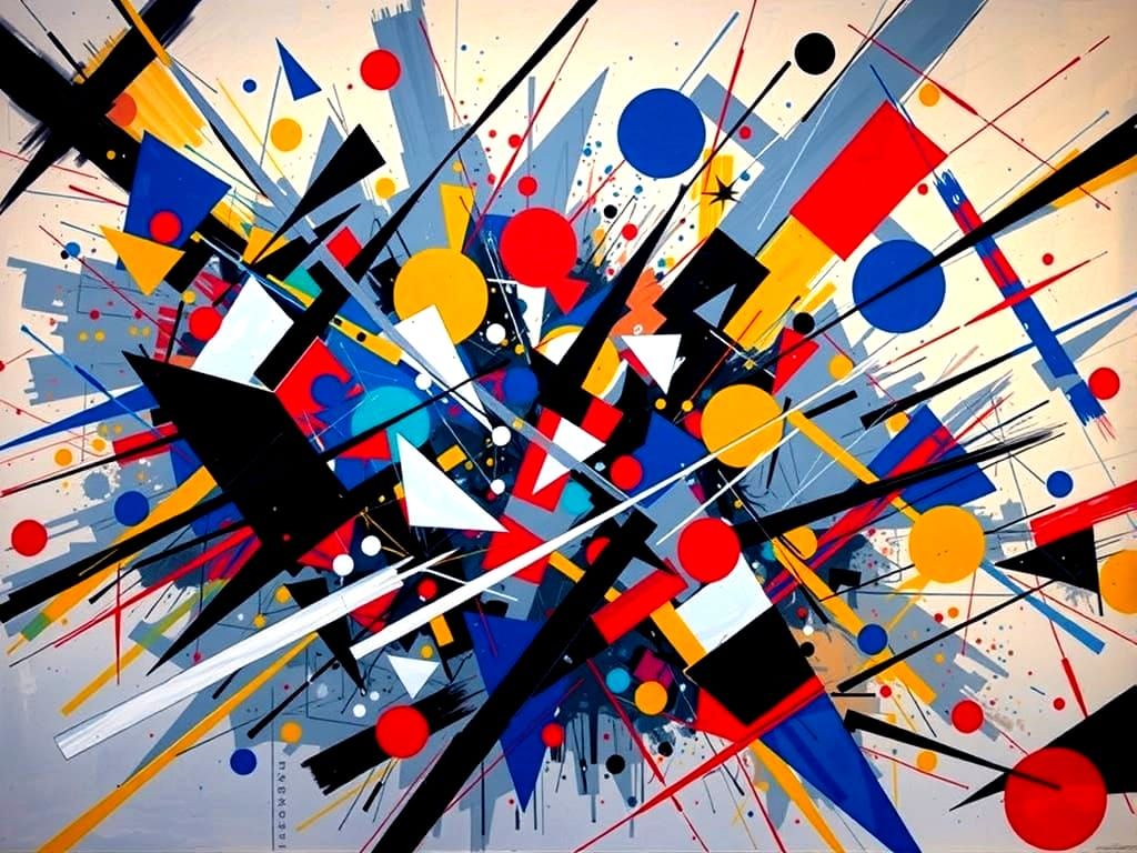 Vibrant Abstract Painting with Geometric Shapes