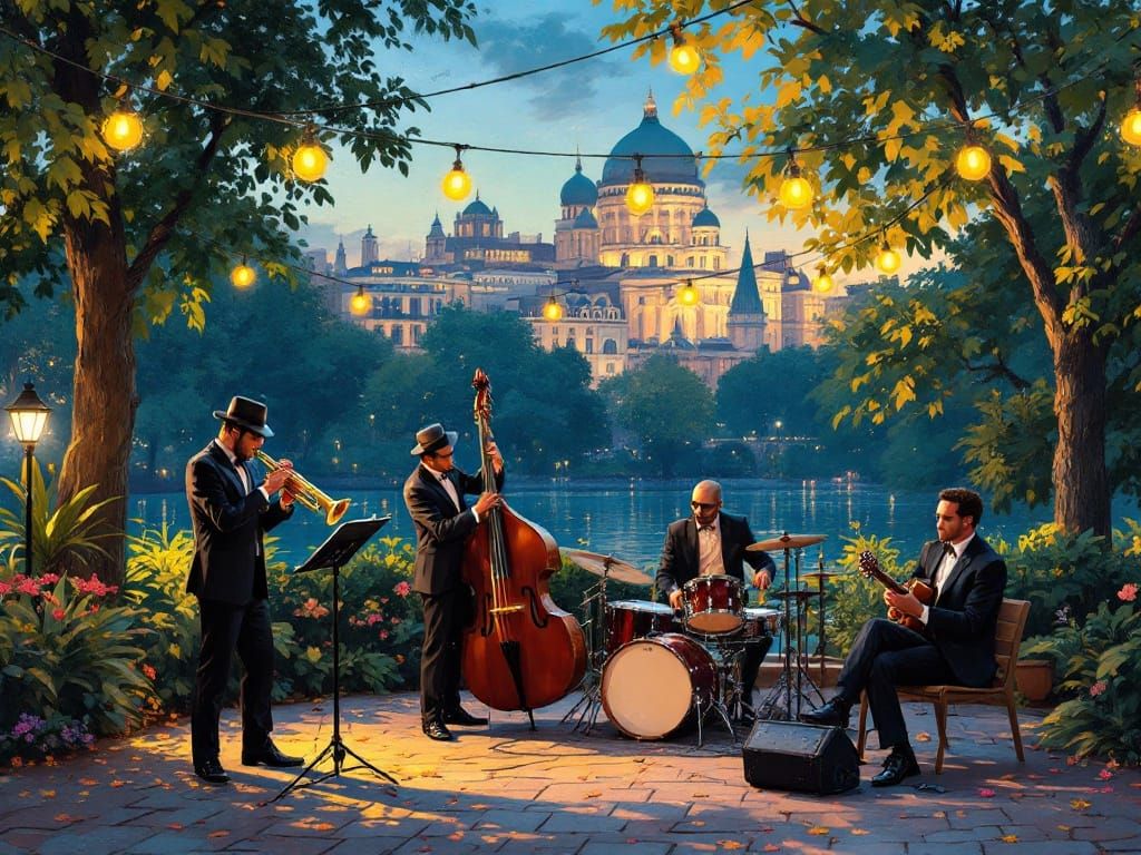 Jazz Quartet Performs in Summer Park