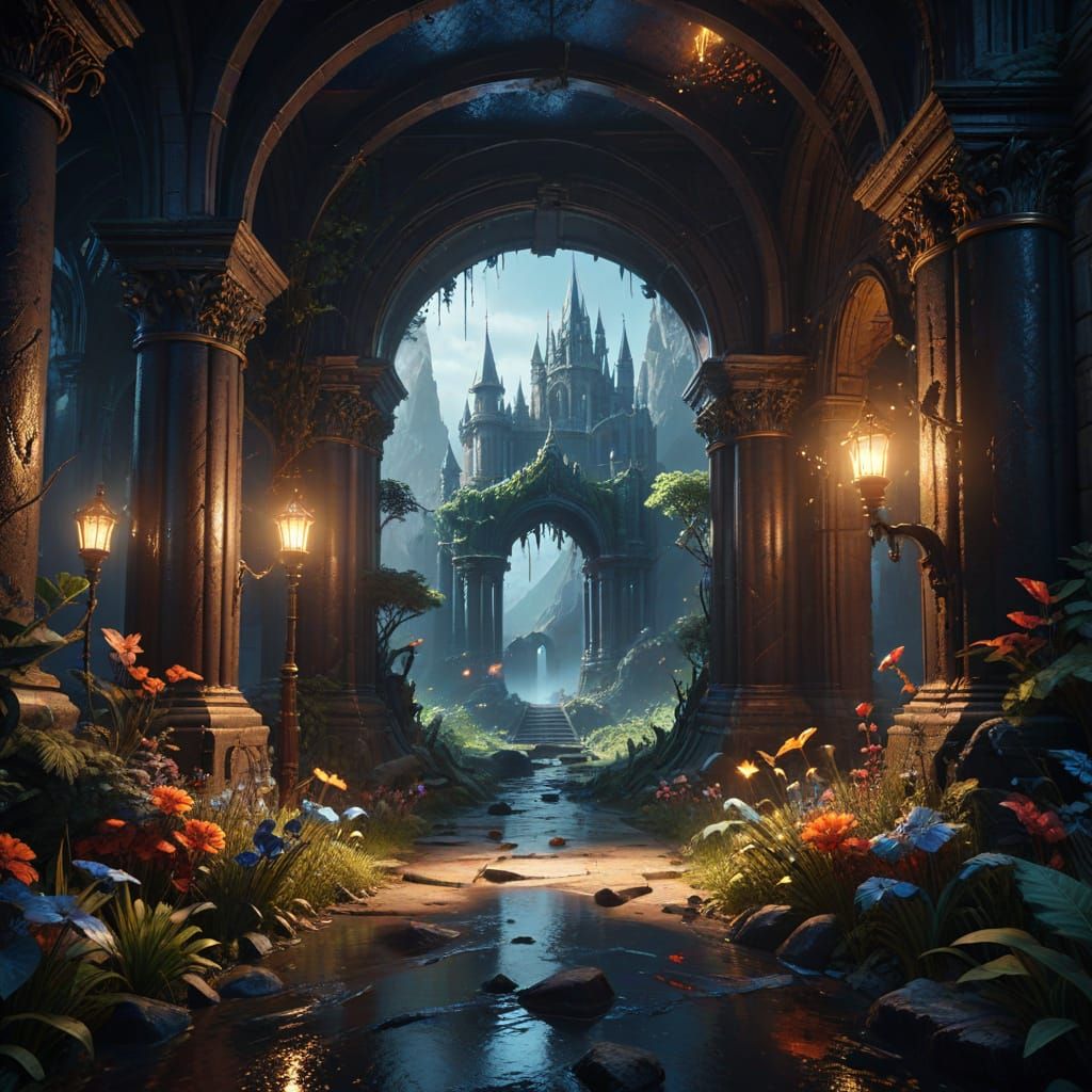 Fantastical Grand Halls: Detailed Matte Painting