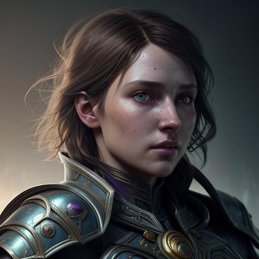 Armored Man Portrait in Grimdark Cosmic Style