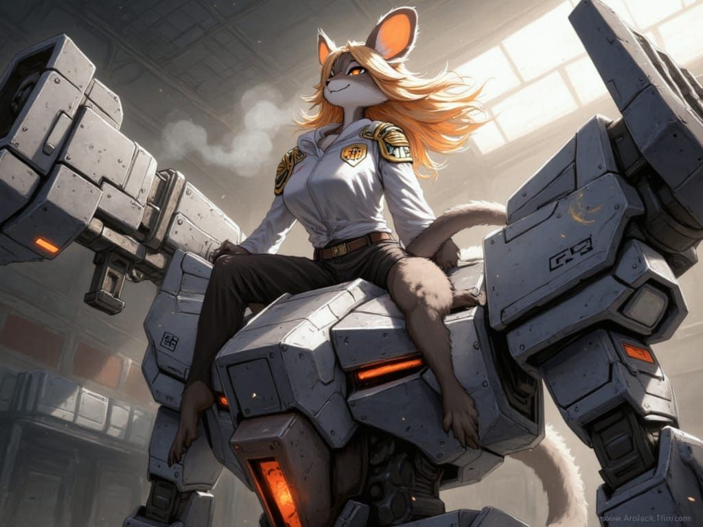 Surreal Sci-Fi Fantasy Mech Rider in Anime-Inspired Art