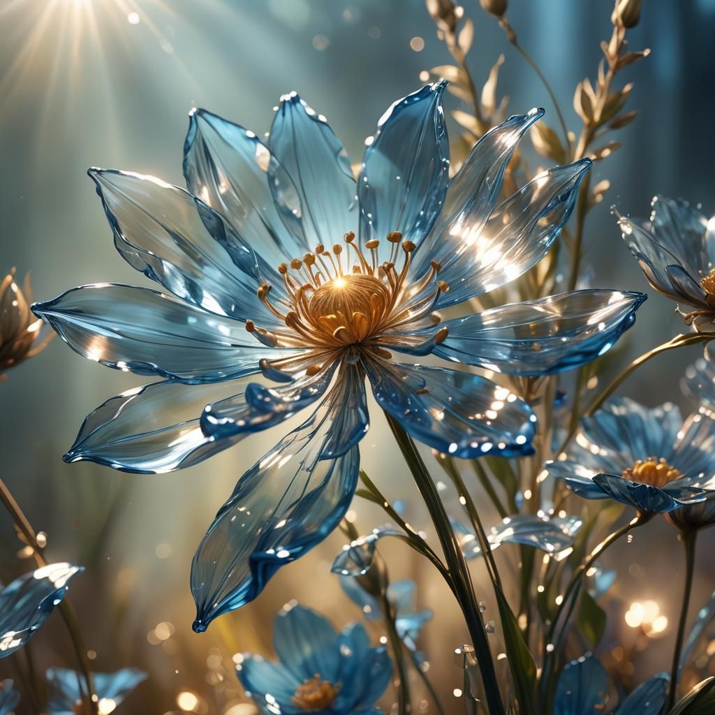 Ethereal Glass Flower in Golden Light