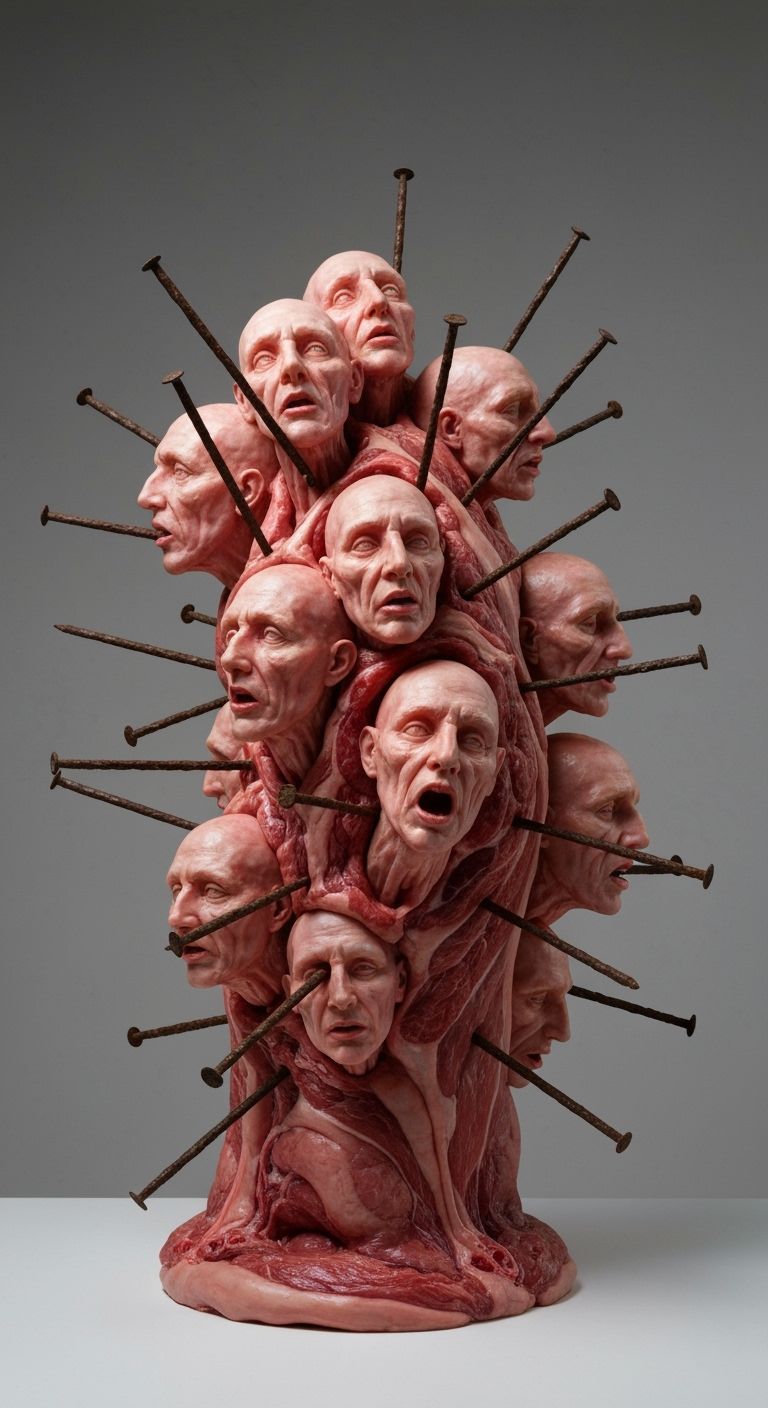 Surreal Flesh Sculptures with Multiple Faces