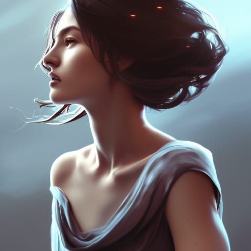 Greyscale Portrait in Hyperdetailed, Dynamic Lighting