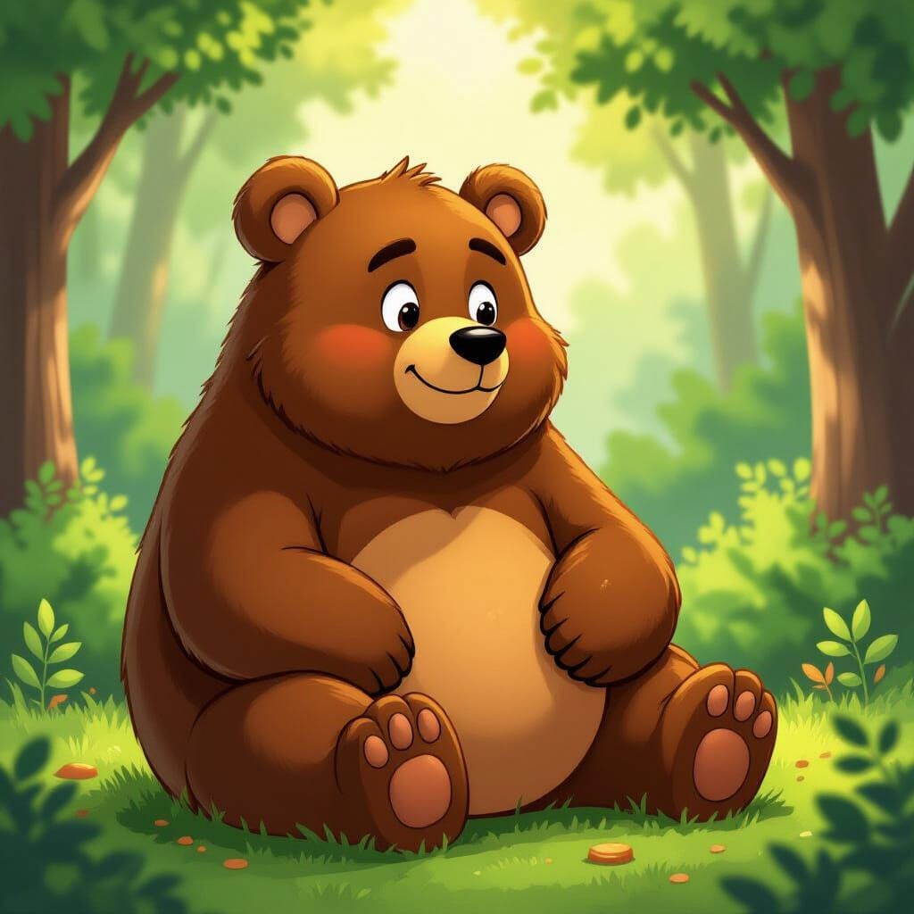 Contemplative Bear Bruno in Manga Scan Style