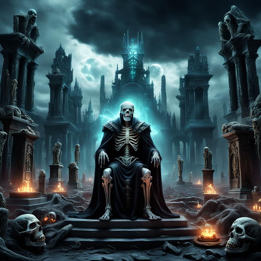 Lich King on Throne in Necropolis